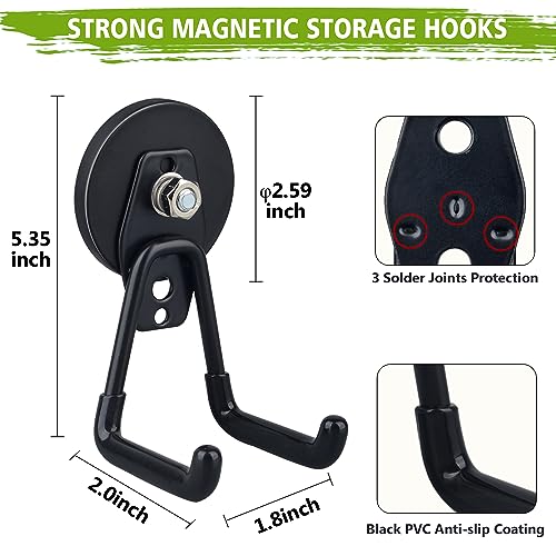 ULIBERMAGNET Heavy Duty Large Garage Magnet Hooks, 2 Pack Strong Storage Utility Magnetic Hooks with Anti-Slip Coating for Indoor & Outdoor Hanging (Orange)