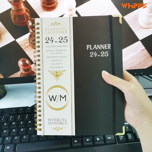 2024-2025 Academic Planner - July 2024 - June 2025, 6.3" x 8.5", School Planner 2024-2025 Weekly Monthly Planner with Tabs, Hardcover, Thick Paper, A5 Agenda Calendar Organizer, Black