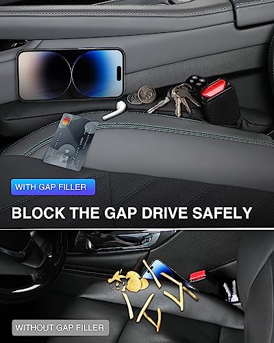 Homaupt Leather Car Seat Gap Filler Universal for Car Truck SUV to Block The Gap Between Seat and Console Stop Things from Dropping 2 Packs Beige