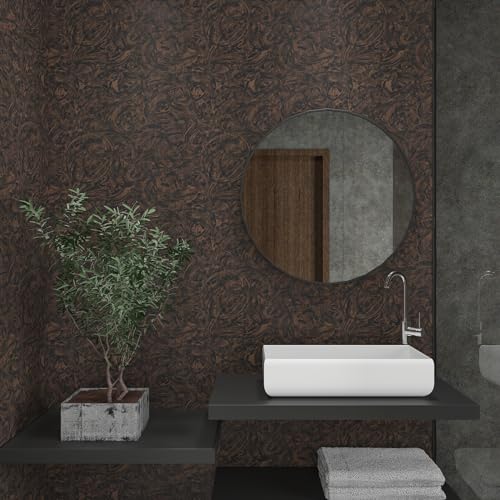 CHIHUT 30”x118” Dark Concrete Wallpaper Peel and Stick Thick Cement Concrete Contact Paper for Countertops Waterproof Self Adhesive Textured Brown Wall Paper for Living Room Bathroom Wall Covering