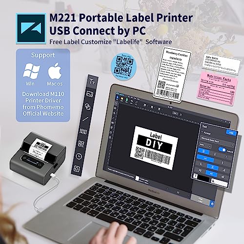 Goknu M221 Label Maker-Flagship’s Advanced 3Inch Bluetooth Thermal Label Printer, Print Clearer & Sharper, for Address, Barcode, Ingredient,Crafts, Label Printer for Small Business, for Phone & PC