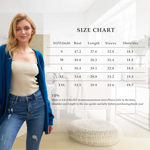 Women's Long Sleeve Button Down Classic Chunky Cardigan Knit Open Front Sweater White
