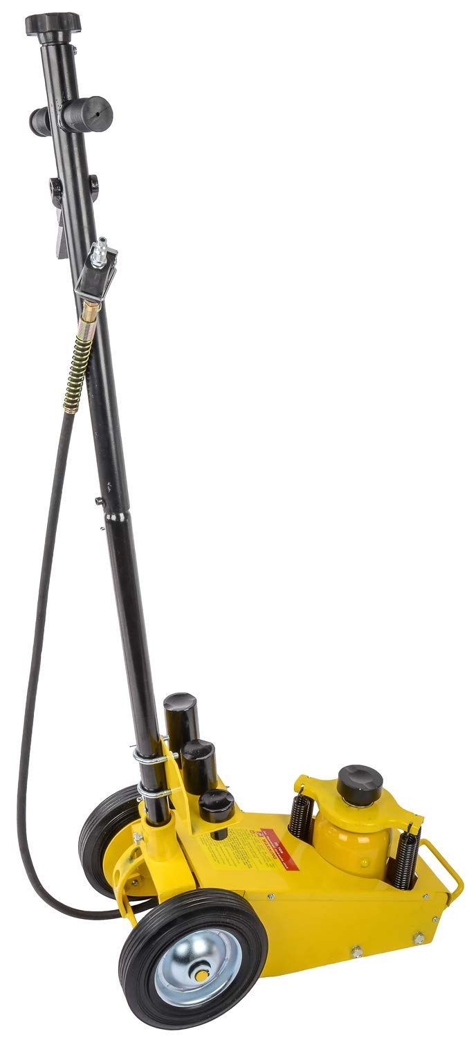 JEGS Air Hydraulic Floor Jack - 22 Ton (44,000lbs) Capacity - 120 to 200 PSI Operating Range - Yellow Steel Heavy Duty Jack