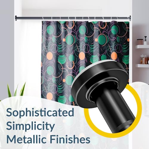 AmazerBath Spring Tension Shower Curtain Rod, 31-46.5 Inches Heavy Duty Shower Curtain Rod Rust Proof Bathroom Curtain Rod, Adjustable Shower Curtain Rod No Drill Easy Segmented Installation, Black