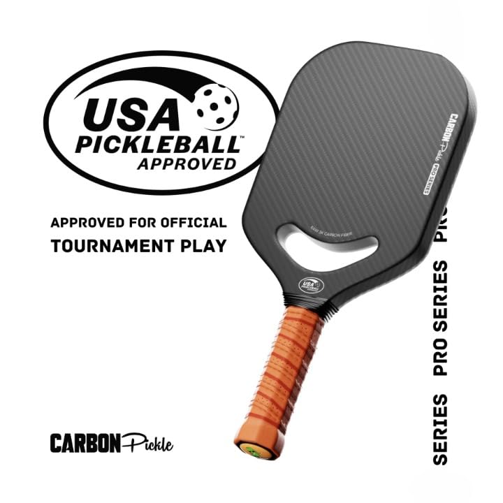 Carbon Pickle Pro Series 3K Carbon Fiber Pickleball Paddle Racket - Professional Grade, Matte Finish, 19mm Honeycomb Core, Tennis Style Grip - Durable Black Paddle Designed in Chicago, USA