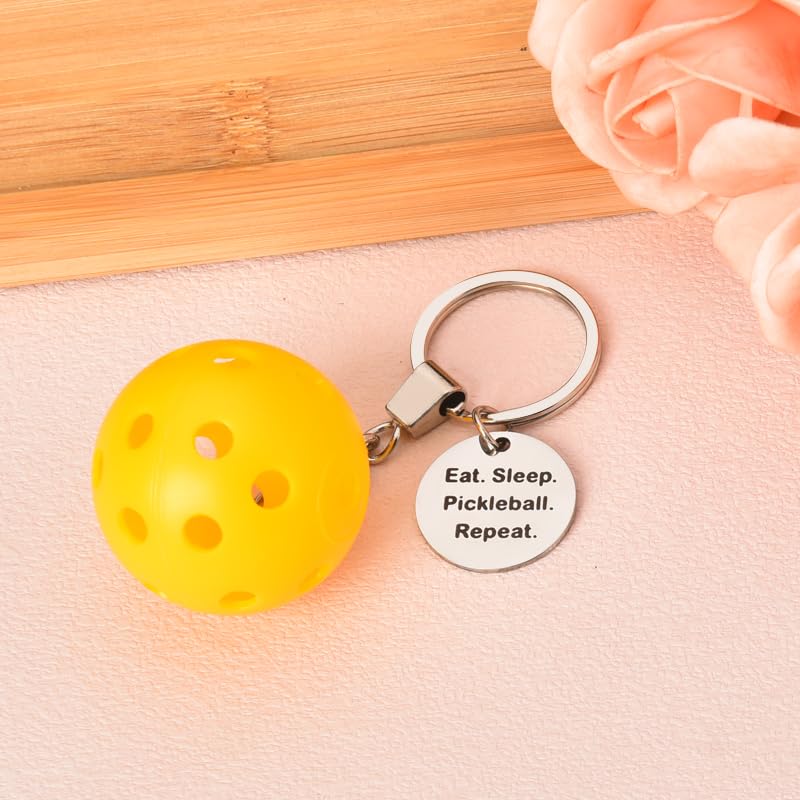 YALLNASL Pickleball Player Gifts for Women Men Pickleball Lover Gifts Keychain for Best Friend Inspirational Birthday Gifts for Mom Dad Eat Sleep Pickleball Repeat Keychain Gift for Pickleball Coach