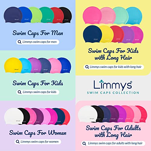 Limmys Men’s Women’s Unisex Swimming Cap - 100% Silicone Ladies Swim Caps - Premium Quality, Stretchable and Comfortable Swimming Hats - Available in Different Attractive Color (Blue)