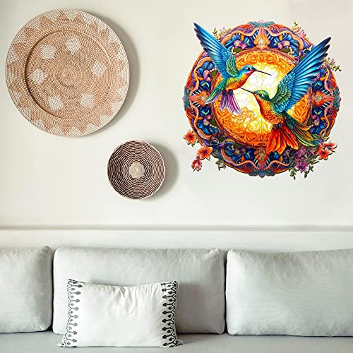 Woodemon Wooden Jigsaw Puzzles, Mandala Hummingbirds Wooden Puzzles for Adults and Kids, Unique Shape Animal Wooden Puzzle, Wood Puzzles Adults, Perfect Christmas Birthday Gift Game 100pcs-S-7.9*7.9in