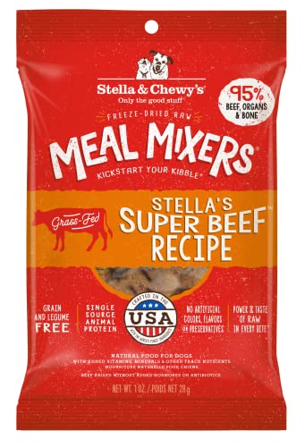 Stella & Chewy's Freeze Dried Raw Super Beef Meal Mixer – Dog Food Topper for Small & Large Breeds – Grain Free, Protein Rich Recipe – 1 oz Bag