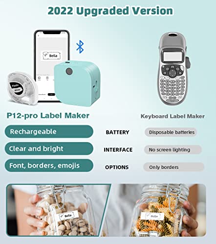 Phomemo P12 PRO Label Maker, Label Maker Machine with Tape, Mini Thermal Label Printer for Labeling Home Office, Bluetooth Label Maker Handheld Labeler Rechargeable for Organization, for Phone & Pad