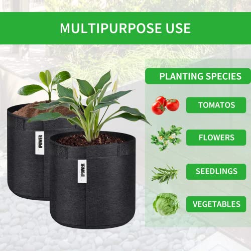 iPower 5-Pack 1 Gallon Fabric Pots Nonwoven Grow Bags with Self-Adhesion Sides for Easy Transplanting Vegetable, Flower