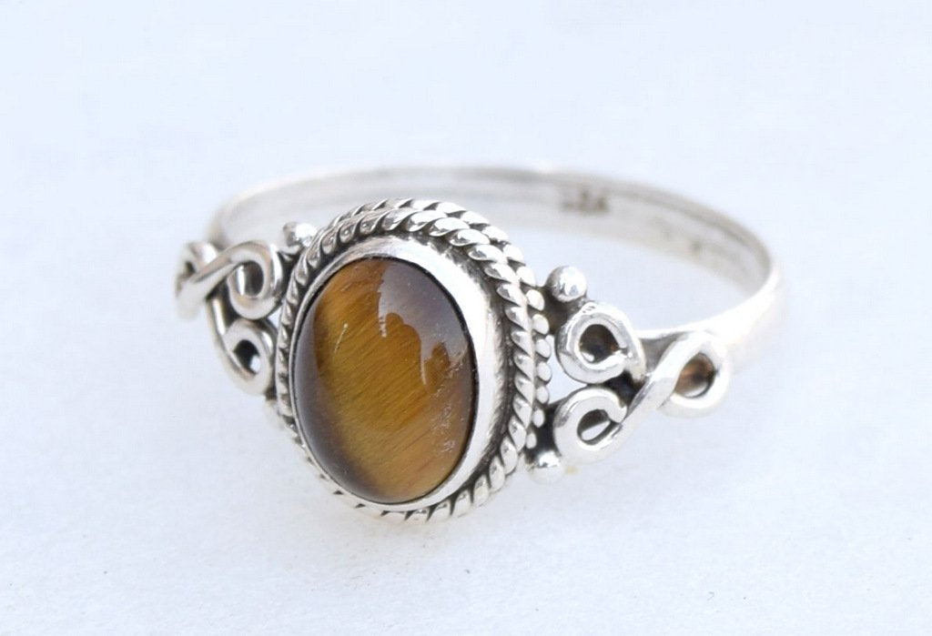 Tiger Eye Stone Ring 925 Sterling Silver Statement Ring For Women Handmade Rings Gemstone Christmas Promise Ring Size US 11 Gift For Her