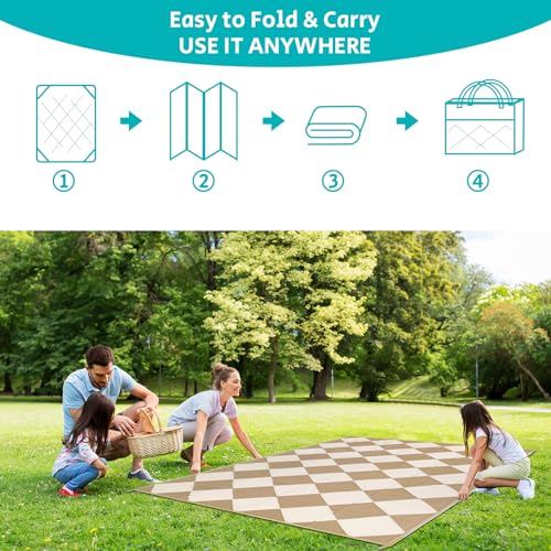 HEBE Outdoor Rug Waterproof 5x8, Plastic Straw Rug Camping Rug, Reversible Outdoor Patio Rugs RV Mat Clearance, Indoor Outside Floor Carpet for Porch,Deck,Camper,Balcony,Backyard