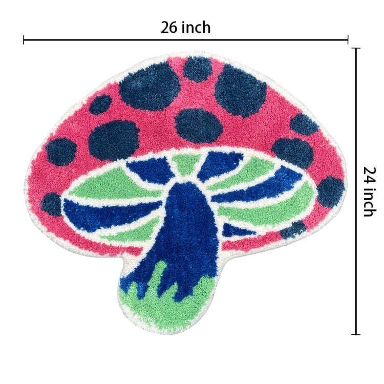 Cute Mushroom Bath Mat for Bathroom Soft Blue Pink Mushroom Non-Slip Bath Rugs Machine Washable Door Carpet (Blue Pink Mushroom 27" L x 24")