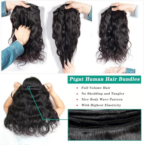 Ptgat Human Hair Bundles 12A Deep Wave Bundles 22 24 26 Inch 100% Unprocessed Brazilian Virgin Weave 3 Bundles Double Weft Deep Curly Human Hair Bundles Hair Extensions Full and Thick Natural Color