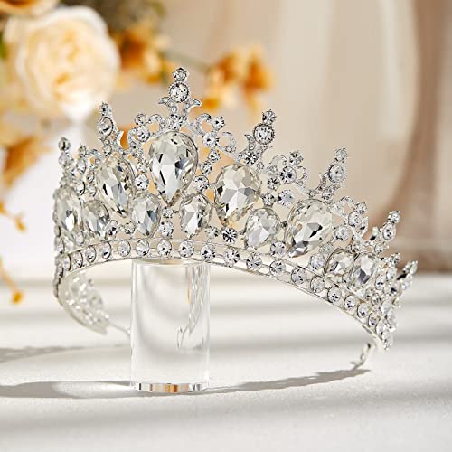 AW BRIDAL Bridal Crown for Wedding Tiara for Women Iridescent Crystal Princess Crown for Girls Multicolor Rhinestone Queen Crown for Wedding Crown for Brides (AB Rhinestone)
