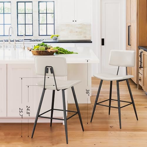 Cozyman 30" Bar Height Bar Stools Set of 3, Black Faux Leather Upholstered Barstools with Back Footrest and Metal Legs, Armless Bar Chairs for Kitchen Island/Dining Room/Bar/Basement