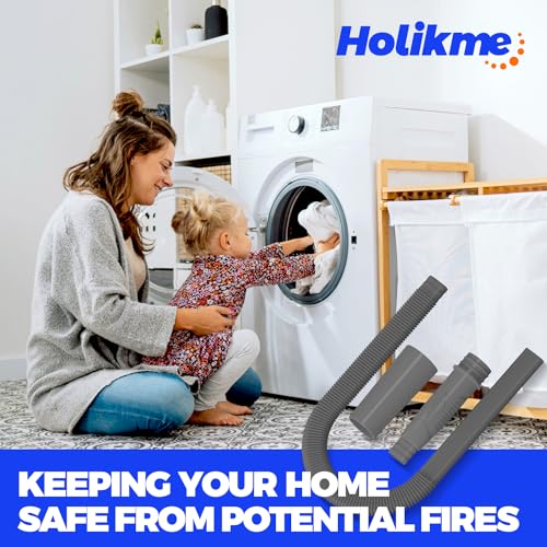 Holikme Dryer Vent Cleaner Kit Vacuum Hose Attachment Brush, Lint Remover, Dryer Vent Vacuum Hose, Black