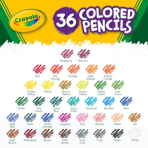 Crayola Colored Pencils (36ct), Kids Pencils Set, Art Supplies, Great for Coloring Books, Classroom Pencils, School Supplies, 3+