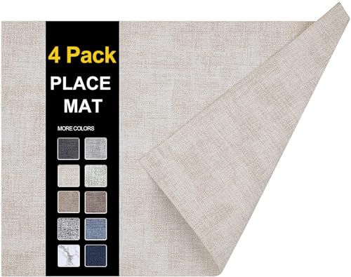 homing Faux Leather Heat Resistant Placemats Set of 8 – Waterproof Wipeable Dining PU Place Mats for Indoor & Outdoor, Easy to Clean - Red