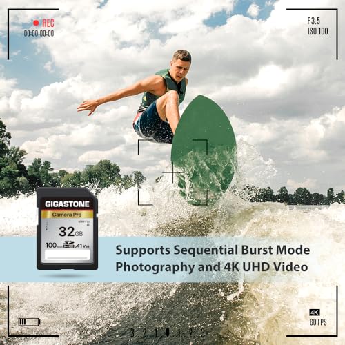 [5-Yrs Free Data Recovery] GIGASTONE 32GB SD Card 2-Pack, Camera Pro, A1 V10 SDHC Memory Card Compatible with SPYPOINT TACTACAM Trail Camera, with 2 Mini Cases