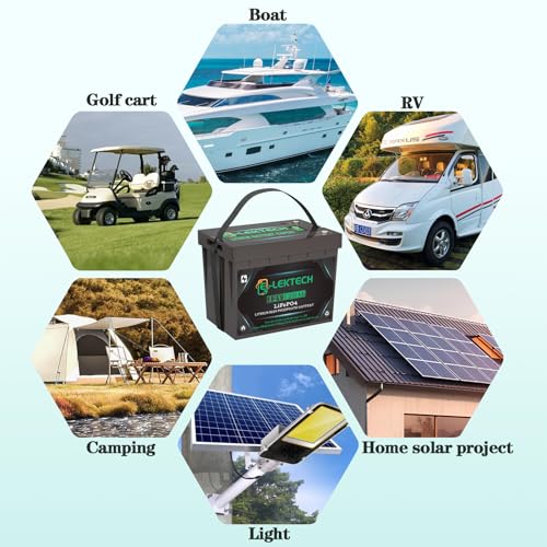 12V 100Ah LiFePO4 Lithium Battery, Built-in 100A BMS, Up to 10000 Cycles, Max. 1280W Power Output, Perfect for Trolling Motors Off-Grid, RV, Golf Cart, Solar Power System, Home Backup