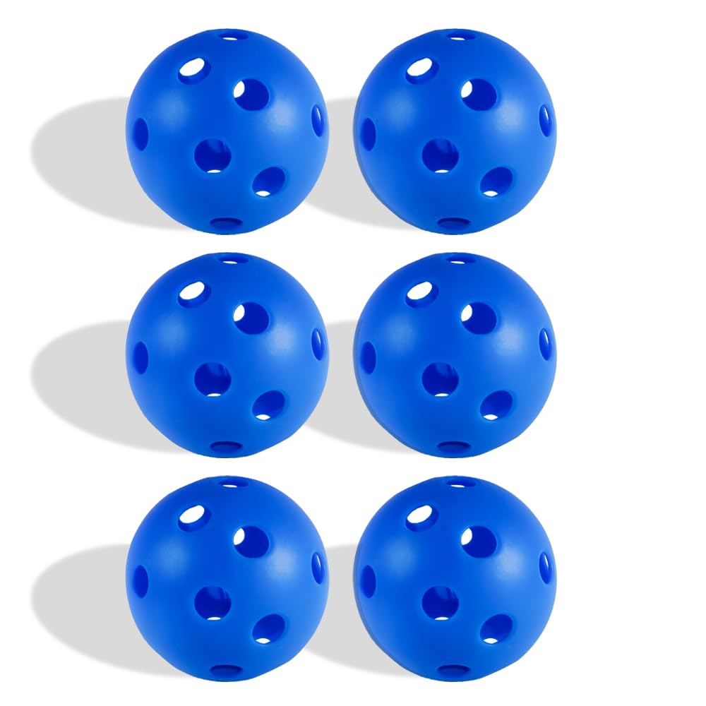 Fizzazzle Indoor Pickleball Balls - 6 Pack 26 Holes - USAPA Standard Pickleball Balls - Pickleball Accessories Set - High Resilience & Durability Blue Pickle Balls