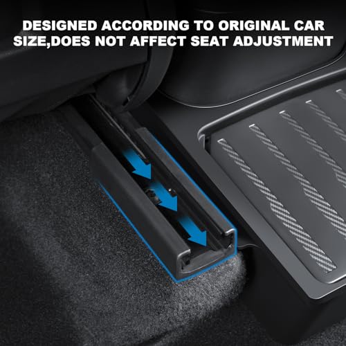 KUNIST Rear Under Seat Organizer for Tesla Model Y 2024 Accessories Backseat Storage Box with lid Center Console Storage Tray Trash Can Bin for Tesla Model Y 2020-2024 (Push-button Design