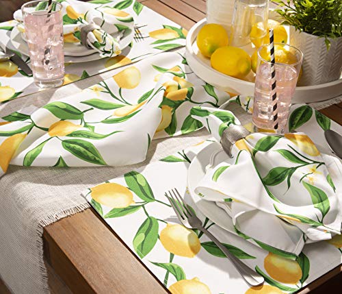 DII Lemon Bliss Outdoor Tabletop, Collection Stain Resistant & Waterproof, Reversible Placemat Set, 13x19