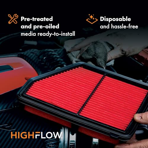 HIGHFLOW High Performance, Pre-Oiled Disposable Engine Air Filter PA99455X | Fits 2018-2025 Jeep Wrangler, 2020-2025 Gladiator