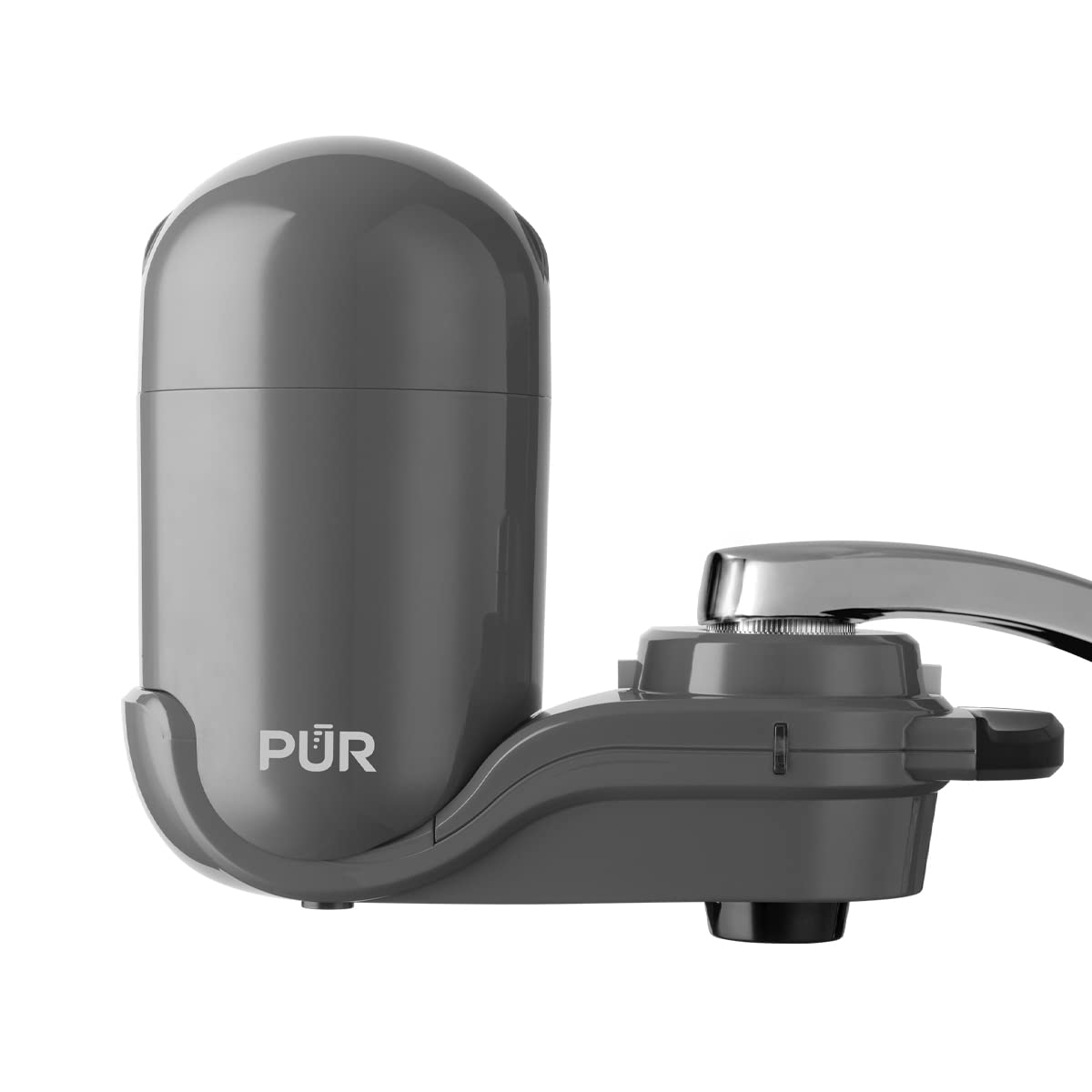 PUR PLUS Vertical Faucet Mount Water Filtration System with 3-in-1 Lead Reducing Filter for Great-Tasting Filtered Tap Water, Lasts 100 Gallons, Fits Most Kitchen or Bathroom Faucets, Grey