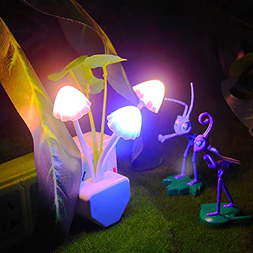 Cute Night Light, Sensor Led Night Light, Creative Mushroom LED Color Changing Plug-in LED Avatar Night Light Bed Saving Light Lamp Romantic (Multicolor)