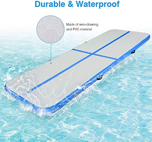 Inflatable Air Gymnastics Mat, 10ft/13ft/16ft/20ft Training Mat 4/8 inches Thickness Tumbling Mat with Electric Pump for Home/Gym/Outdoor-black-3-10