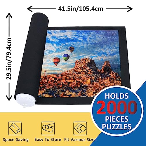 Puzzle Mat Roll Up Puzzles Board for Jigsaw Up to 2000, 1500, 1000, 500 Pieces Large Portable Table Saver Mats Puzzle Keeper Cover with Sorter Trays Storage Bag Kit Holder Organizer Pad for Adults Kid