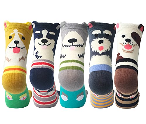 Chalier 5 Pairs Womens Cute Animal Socks Colorful Funny Casual Cotton Crew Socks, Style 05, One Size