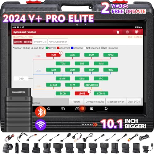 LAUNCH X431 V+ PRO 2024 Elite Bluetooth Scan Tool, OEM Topology Mapping, Work on HD Trucks, 41+ Services&Online Coding, 10.1 Inch Bigger Car Scanner, Global Ver., 2-Year Free Update, AutoAuth FCA SGW