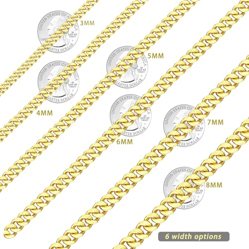 SILILUN Cuban Link Chain for Men 14K Gold Miami Curb Chain Durable Necklace Hip Hop Jewelry (14K Gold,4mm 18inches)