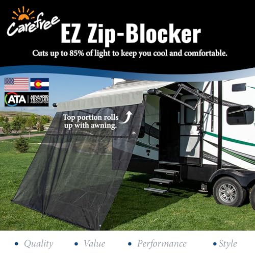CAREFREE 701007ACD Black 10' x 7' Drop RV Awning EZ ZipBlocker