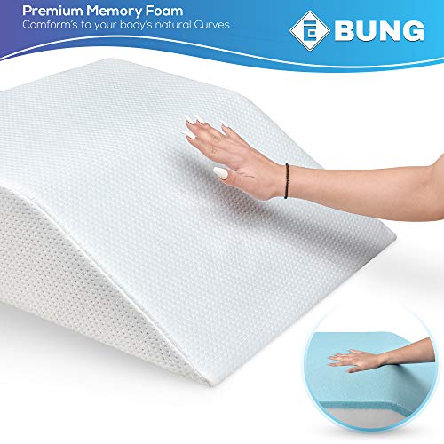 Ebung Leg Elevation Pillow with Memory Foam & Cooling Gel - Elevated Leg Pillows for Sleeping, Blood Circulation, Leg Swelling Relief, and Sciatica Pain Relief - Pillow for Back Pain and Pregnancy