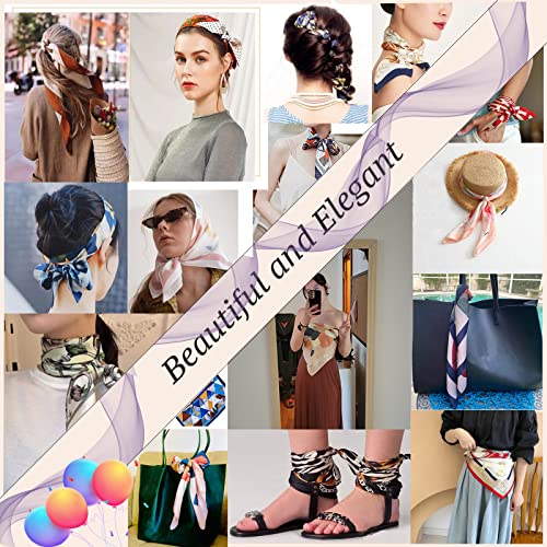 tagunop Silk Feeling Scarf Fashion Pattern Large Square Satin Headscarf for Women 27 Inches Black Cashew