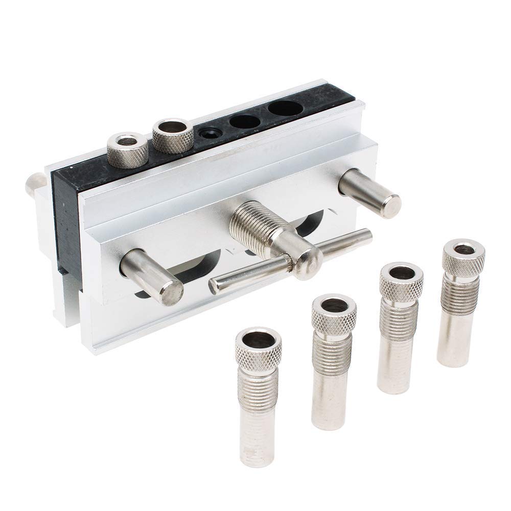 AUTOTOOLHOME Self Centering Doweling Jig Dowel Jig Kit Drill Jig for Straight Holes Wood Biscuit Joiner Tool 6 Drill Guide Bushings Set Woodworking Power Tool Accessory Jigs