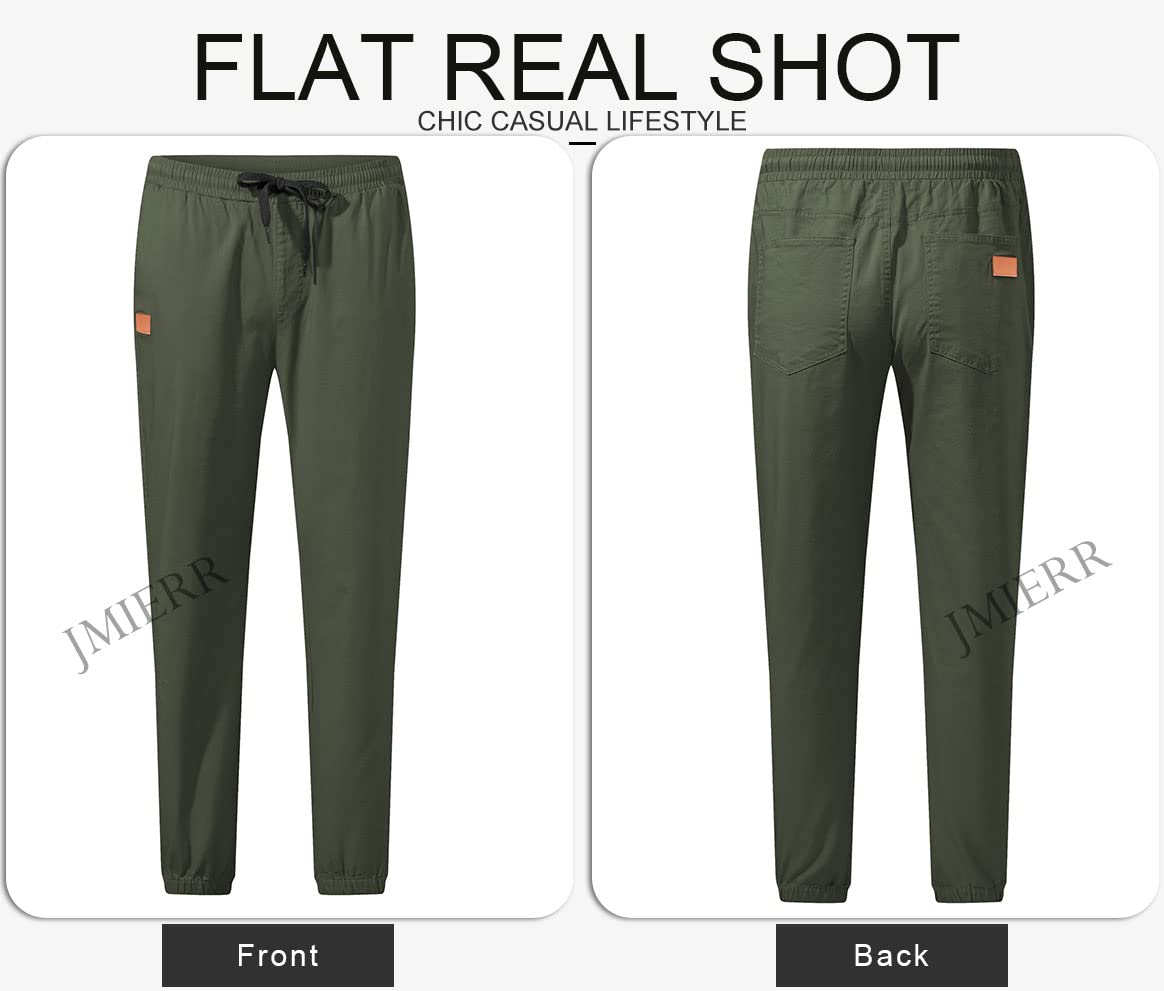 JMIERR Mens Casual Joggers Pants - Cotton Drawstring Chino Cargo Pants Hiking Outdoor Twill Track Jogging Sweatpants Pants with Pockets for Men, US 36(L), B Green