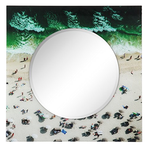 Empire Art Direct Fashion Rectangular Beveled Mirror on Free Floating Reverse Printed Tempered Art Glass Ready to Hang, 36" x 36"