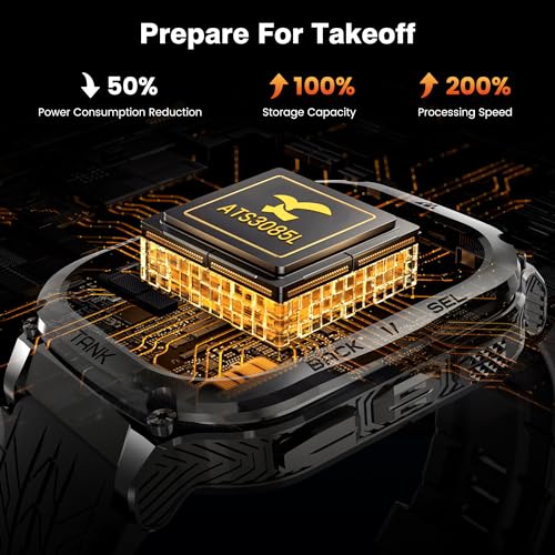 KOSPET Smart Watches for Men, 60-Day Battery Life, 50M Waterproof, Military(Full Metal), Answer/Make Call, Compatible for Android and iOS, 1.96'' AMOLED Always-on Display, AI Voice