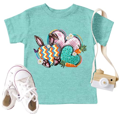 Toddler Easter Shirt Cute Bunny Rabbit Graphic T-Shirt Just a Girl Who Loves Bunnies Letter Print Tee Tops