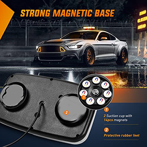 Nilight 2PCS 12 Inch Roof Top Strobe Lights 48LED Hazard Light Emergency Safety Warning LED Flashing Light Bar Magnetic Mount 12V 24V for Cars Trucks Snow Plows Construction Vehicles