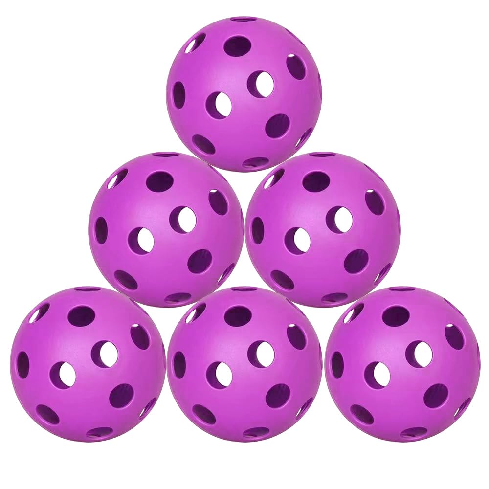 Spunspon 6 Pack Sports Outdoor Pickleballs - 40 Pickleball Balls - USA Pickleball Balls (USAPA) Approved - Official US Open Ball (Purple)