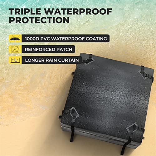 BougeRV Rooftop Cargo Carrier Bag with Anti-Slip Mat 15 Cubic Feet Waterproof Car Roof Bag Roof Top Cargo Luggage Storage Bag 1000D PVC, with 8 Reinforced Straps, Storage Bag for Cars with Racks