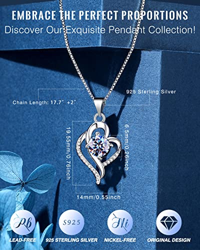 Gift Necklace for Daughter from Mom Dad, Graduation Necklace for Daughter, Best Unique Jewelry Birthday Presents 1 Carat Moissanite Diamond Handmade Silver Necklace with 2 Silver Chain for Adult Girls