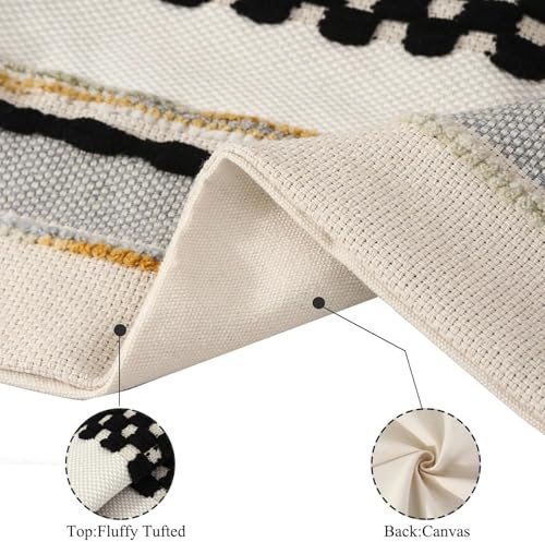Tosleo Boho Throw Pillow Covers 18x18 Set of 2 Striped Decorative Pillow Cases Accent Chenille Pillowcases Farmhouse Cushion Case Bohemian Nuetral Textured Pillow Cover,Yellow and Gray